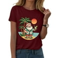 thumbnail image 4 of Duqingm Christmas Vibes Shirt Christmas Santa T Shirts for Women, Xmas Tree Balls Star Cup Short Sleeve Casual Tees Tops Funny Wine,M, 4 of 6