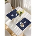 thumbnail image 5 of Navy Blue Modern Placemats Set of 4, Farmhouse Rabbit Abstract Art Placemats for Dining Table, Place Mats for Kitchen Tabletop, Waterproof Wipeable Dining Table Mats Set, 5 of 9