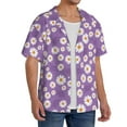 thumbnail image 4 of Xecao offers the Daisies Flowers for Men's Casual Short-sleeved Shirt, a button-up collared shirt with a pocket, perfect for beach vacations and yacht travel in the Medium size., 4 of 7