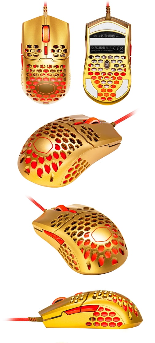 Cooler Master MM711 Lightweight Honeycomb 1600dpi Wired Gaming Mouse Golden Red