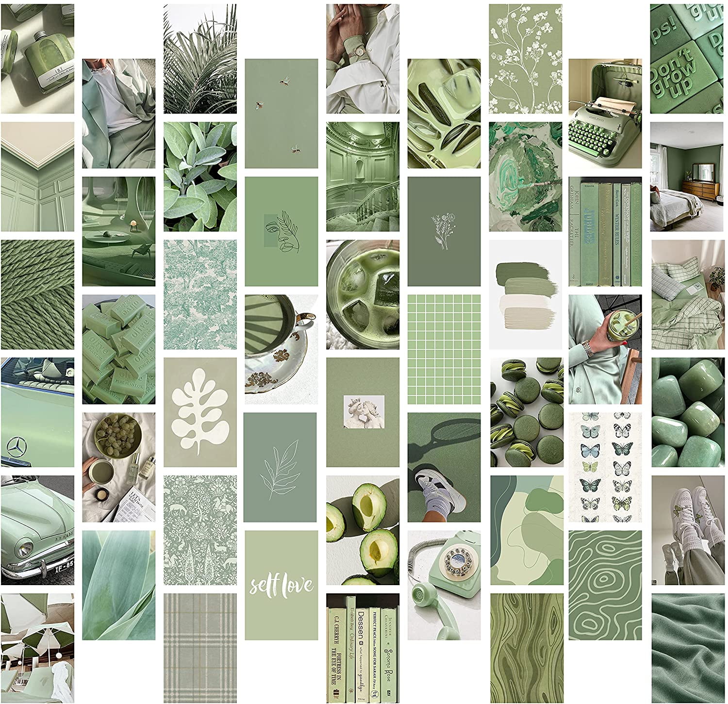 PANTIDE 50Pcs Sage Green Matcha Aesthetic Wall Collage Kit Poster Photo ...