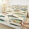 thumbnail image 3 of Manfei Fishing Bass Fish Full Size Sheets for Kids, Farmhouse Fishhook Bed Sheets, Retro Lodge Cabin Sheet Sets, Breathable Home Decor, 4 Pieces, 3 of 7