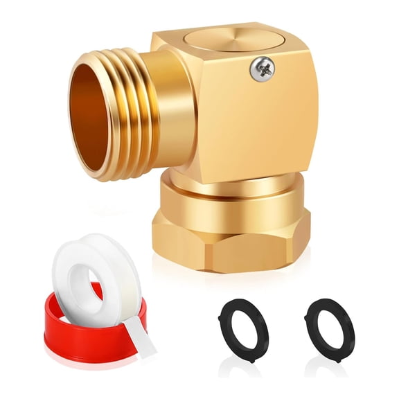 90 Rotating Brass Pipe Adapter Hose Swivels Elbow Connector Garden Hose Coupling for Standard Garden Hoses Enduring