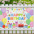 thumbnail image 6 of Colorful and Festive Happy Birthday Banner with Balloons Cakes Gifts and Stars Background Party Supplies for Birthday Party Decoration Photography Props Backdrop Decorations, 6 of 7