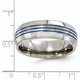 thumbnail image 6 of Edward Mirell Titanium with Blue Anodized Triple Groove Domed 8mm Band EMR100, 6 of 7