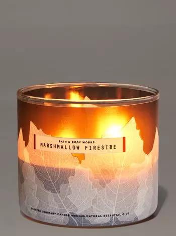 1 Bath & Body Works MARSHMALLOW FIRESIDE Large Scented 3 Wick Candle 14.5 oz 