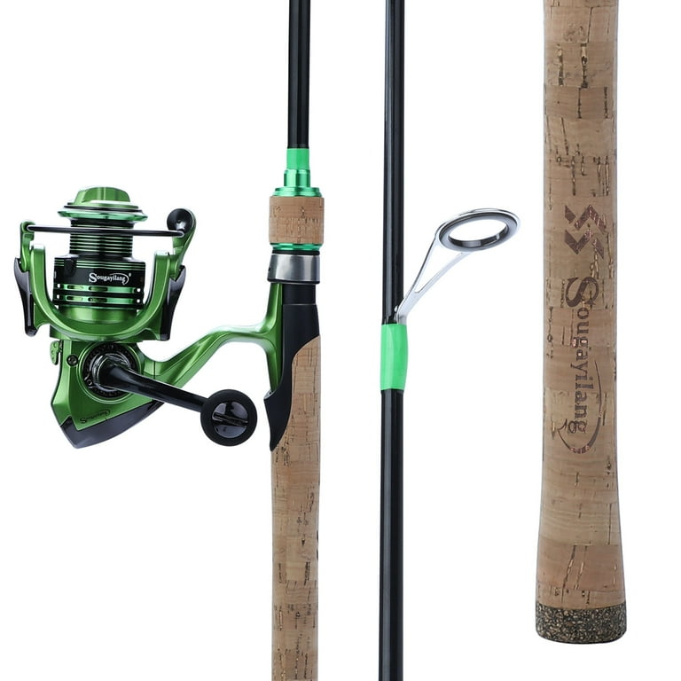 Sougayilang Spinning Fishing Rod Reel Combo Portable Fishing Pole and  Smooth 13+1BB Spinning Fishing Reel 