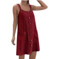 thumbnail image 2 of FcBaudy Camis Robe Sans Manches Col Rond, Robes pour Femmes, Robes d'Été pour Femmes Nouvelle Couleur Unie Robe Décontractée Ample et Confortable avec Bretelles Suspendues Robe Col Rond pour Femmes, 2 of 6