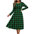 thumbnail image 7 of Ynynloco Women's Casual Long Sleeve High Waisted A line Dresses Pleated Waist Knee Length Loose Dress with Pockets, 7 of 7