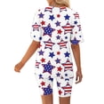 thumbnail image 4 of 2 Piece Beach Outfits for Women Plus Size Short Sleeve V-neck Tops Shorts Comfortable Homewear Two Piece Summer Sets, 4 of 7