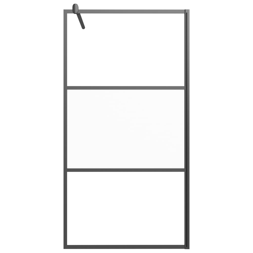 vidaXL Walk-in Shower Wall 39.4"x76.8" Half Frosted ESG Glass Black