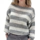 thumbnail image 1 of Suéter de Rayas de Gran Tamaño para Mujer, Sudadera de Punto con Bloques de Color, Larga, Suéter Holgado, Jersey Preppy Y2K. Gris L, 1 of 8