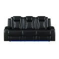 thumbnail image 4 of Benjara Nova 85 Inch Dual Power Recliner Sofa, Theater Lit, Faux Leather, Black, 4 of 6