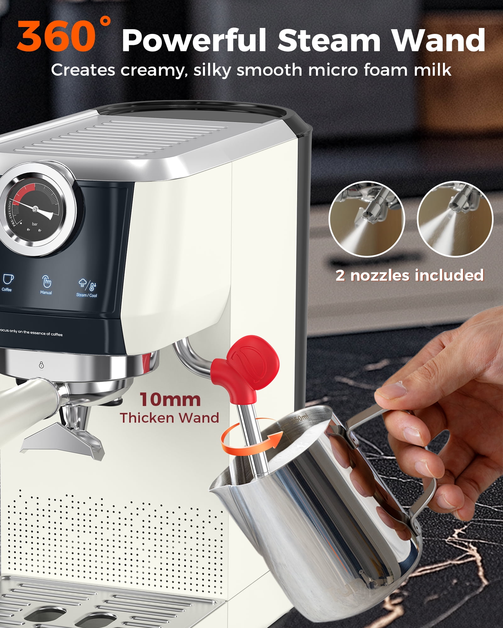 Tuni E2 58mm 𝐃𝐮𝐚𝐥 𝐁𝐨𝐢𝐥𝐞𝐫 Espresso Machine, 20 Bar UKLA Pump Espresso Maker with PID NTC System, Commercial Grade Stainless Steel Semi-automatic Coffee Machine, for Coffee Lovers