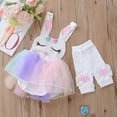 thumbnail image 5 of Douhoow Baby Girl My 1st Easter Clothes Sleeveless Bunny Rainbow Romper Leg Warmers 2PCS Outfit Set, 5 of 9
