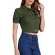 thumbnail image 4 of CHAQUETAS CASUAL PARA MUJER INSPIRE CHIC, CHAQUETA DE JEAN CON BOTONES Y MANGAS ABULLONADAS, CROP, COLOR VERDE OLIVA, 4 of 5