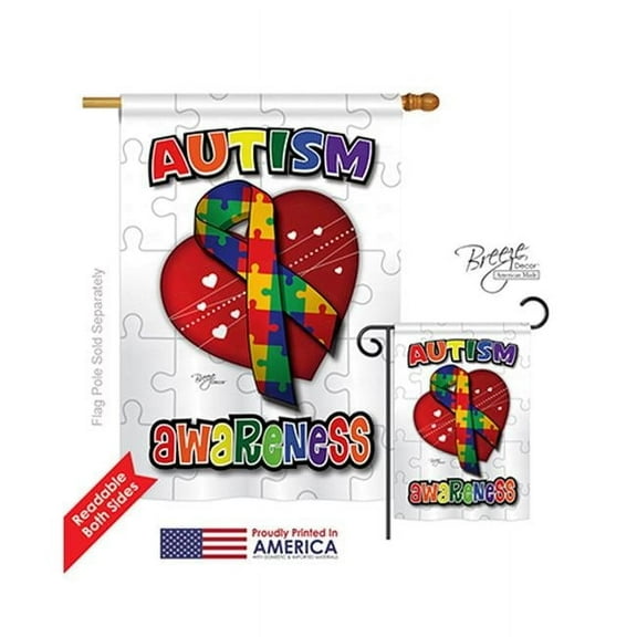 Breeze Decor 15085 Autism Awareness 2-Sided Vertical Impression House Flag - 28 x 40 in.