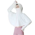 thumbnail image 2 of UVEASISHA Anti-UV Hoodie Shirt for Women Long Sleeve Sun Protection Shawl Jacket with Mask Cooling Full Zip Cycling Shirt White Free Size, 2 of 3