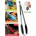 thumbnail image 2 of EARKITY Kitchen Tongs, Cooking Tongs with Silicone Tip and Stainless Steel Handle, Heat Resistant Tongs for Cooking, Non-Stick Kitchen Grill Tongs, BBQ Grilling Tong for Cooking, Buffet,, 2 of 5