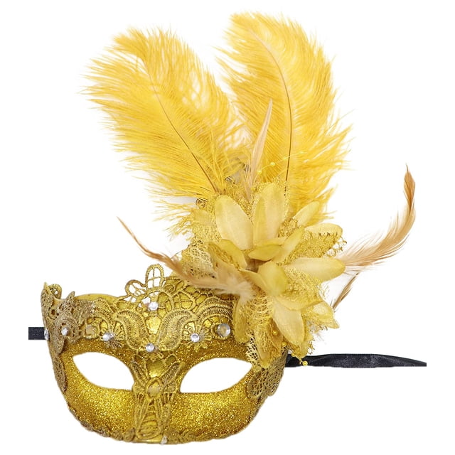 Máscara de mascarada Awlsyj para mujer, con plumas, veneciana, para Halloween