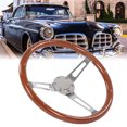 thumbnail image 1 of Volant de Voiture Classique, Volant Classique 380mm 15 Po Assemblage Poignée Noyer 3 Rayons Rivetés 6 Trous Universel, 1 of 7