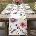 thumbnail image 4 of Purple Spring Floral Table Runner - 90 Inch Long Pink Flowers Farmhouse Watercolor Cotton and Linen Blended Dress Scarves Farmhouse Table Runner for Kitchen Dining, Coffee Table, 13" x 90", 4 of 8