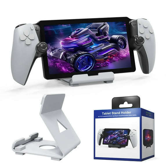 Yibooy Desktop Handheld Game Console Holder Tablets Stand for PS5 Portal(White)
