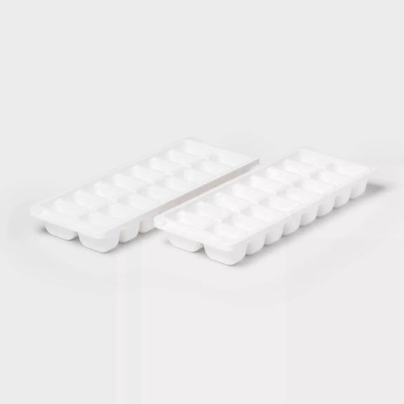2pk Plastic Ice Trays -White