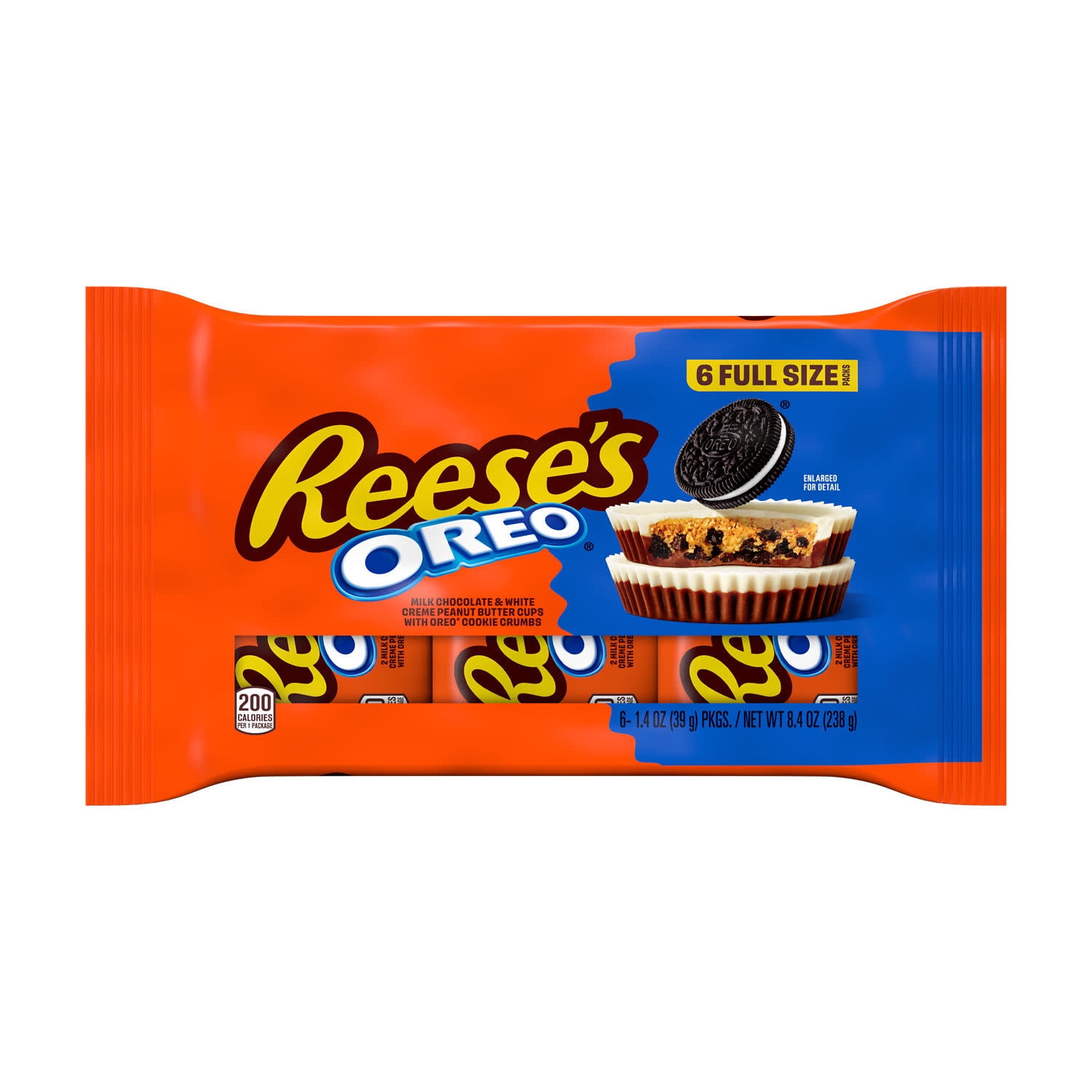 REESE'S OREO® Milk Chocolate and White Creme Peanut Butter Cups, Candy Packs, 1.4 oz (6 Count)