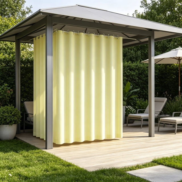 Waterproof Outdoor Curtains Solid Color Privacy Panels With Hanging Rings, Windproof Rain Resistant Patio Pergola Porch Curtains for Outdoor Living Space Garden Balcony Privacy