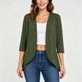 thumbnail image 4 of LNWUY Women's Lightweight Open Front Cardigans Short Sleeve Solid Color Casual Stretch Soft Knit Cardigan Sweaters Green XL, 4 of 9