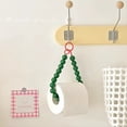 thumbnail image 3 of Caja Pañuelos con Cuentas Colgantes, Soporte para Papel Higiénico, Cadena para Teléfono Móvil, Organizador Almacenamiento para Hogar, Piezas Decoración para Baño, Rosa y Rojo, 3 of 6