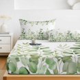 thumbnail image 6 of Twin Sze Fitted Sheet Set - Green Eucalyptus 2 Piece Bedding Sets 16" Deep Pocket Fitted Sheet with 1 Pillowcase, Farmhouse Botanical Leaves Brushed Microfiber Hotel Luxury Bed Sheets, 6 of 9