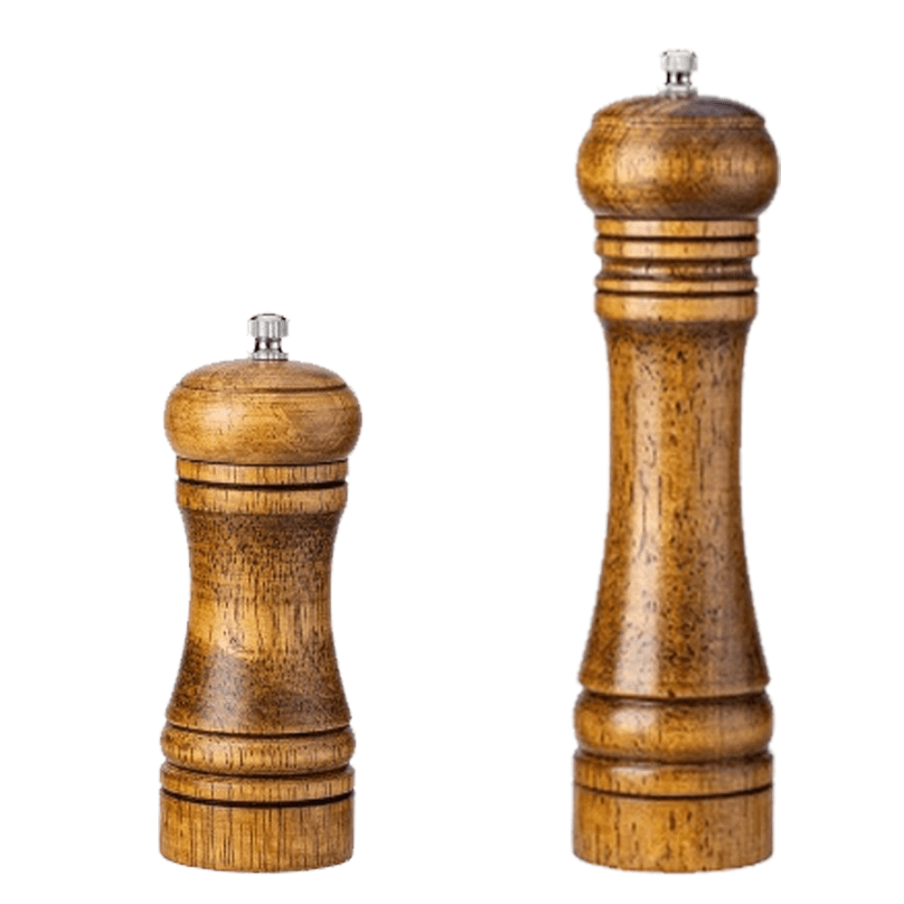 Salt and Pepper Grinder Mill Spice Shaker Solid Wood with Adjustable Ceramic Grinder Kit 2pcs
