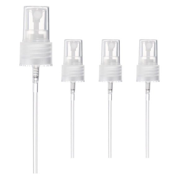 Uxcell Fine Mist Spray Top, Spray Bottle Top Nozzle Sprayer Reusable Replacement for 20 Caliber Bottles Pump - Fitting For(Essential Oil Bottles/Perfumes/Cleaning Solution) 4 Pcs & Clear