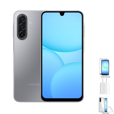 Samsung Galaxy A17 5G Unlocked | 8GB + 256GB | 6.7" AMOLED 90Hz | 50MP Triple Camera | International Version | Works with Most US Networks | 5000mAh – Grey with 25W Charger, Case & Screen Protector