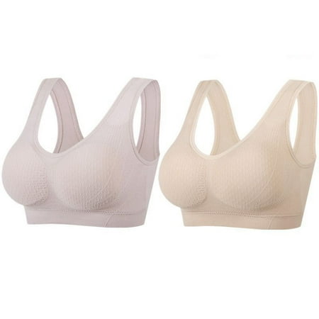 Clearance! Ogiraw Wireless Bras for Women 2PCS Gathering Bra Comfortable Corset Front Alternating Side Button Lace Bra Slim Shaping Bra Plus Size Bras for Women