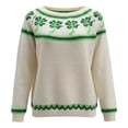 thumbnail image 4 of FASHOFT St Patricks Day Sweaters for Women Shamrock Clover Print Oversized Knit Pullover Long Sleeve Crewneck Holiday Tops Green XL, 4 of 4