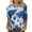 #01 Blue, variant on Ichuanyi Womens Tops, Fall and Winter Women's Fashion Printed T-shirt Mid-length 3/4 Sleeves Blouse Round Neck Casual Tops