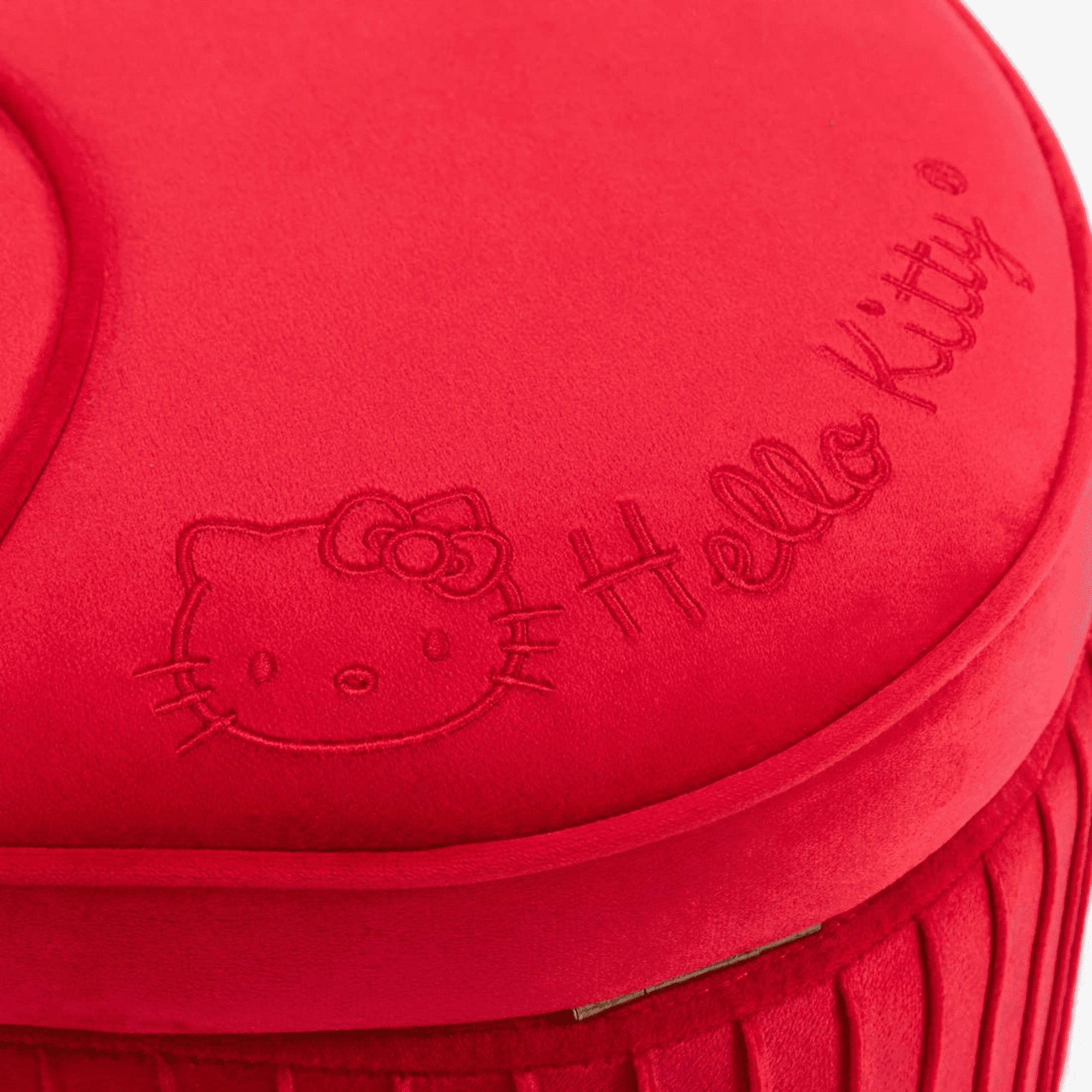 Impressions Vanity Hello Kitty Bow Velvet Ottoman Storage , Silver Metal Legs, Red