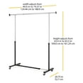 Whitmor Adjustable Rolling Expandable Garment Rack, Metal, Black and Chrome