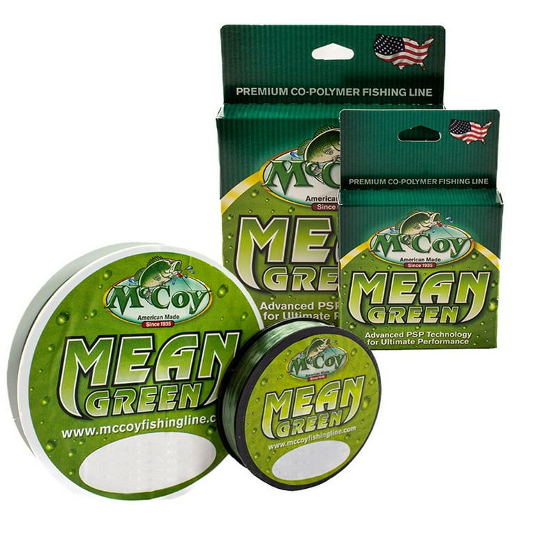 McCoy Mean Green Premium CoPolymer Monofilament Fishing Line (10lb Test  (.012 Dia) - 1000 Yards)