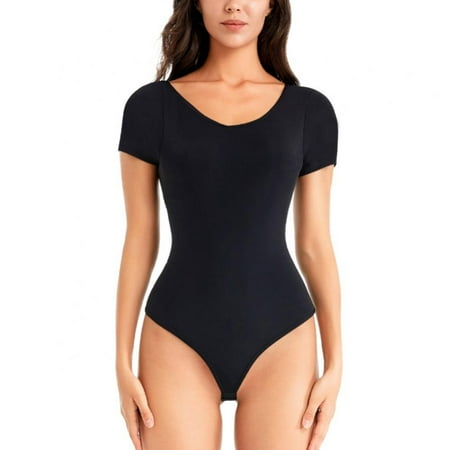

Women S One-Piece Short-Sleeved Shaping Underwear Belly Control Buttocks Seamless Thong Design Jumpsuit Bottoming Corset