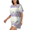 thumbnail image 2 of "Wukai Lavender and Butterfly Women's Pajama Set - Short-Sleeve Top and Shorts with Elastic Waistband and Pockets for Loungewear, Yoga, and Casual Wear-Small, 2 of 8