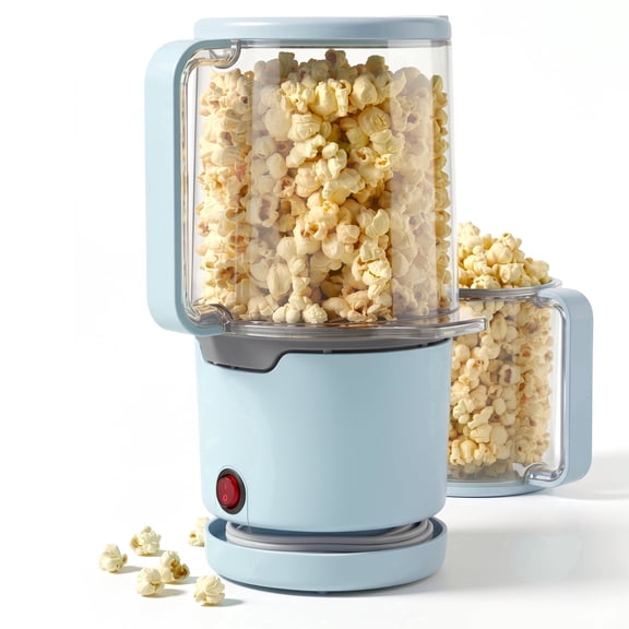 Casualife Hot Air Popcorn Maker, 1200W Oil-Free Popper with Dual-Purpose Serving Bowl, Compact Nesting Storage, Light Blue