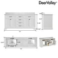 thumbnail image 5 of 72" Bathroom Vanity Double Sink Top with Backsplash, Pre-assembled Cabinet Sink Combo White, 5 of 13