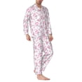 thumbnail image 2 of Susaid Rose Flowers Print Men's Long Sleeve Pajama Set, Two-Piece Button-Down Loungewear PJs Set, Comfortable Sleepwear for Relaxation-Large, 2 of 7