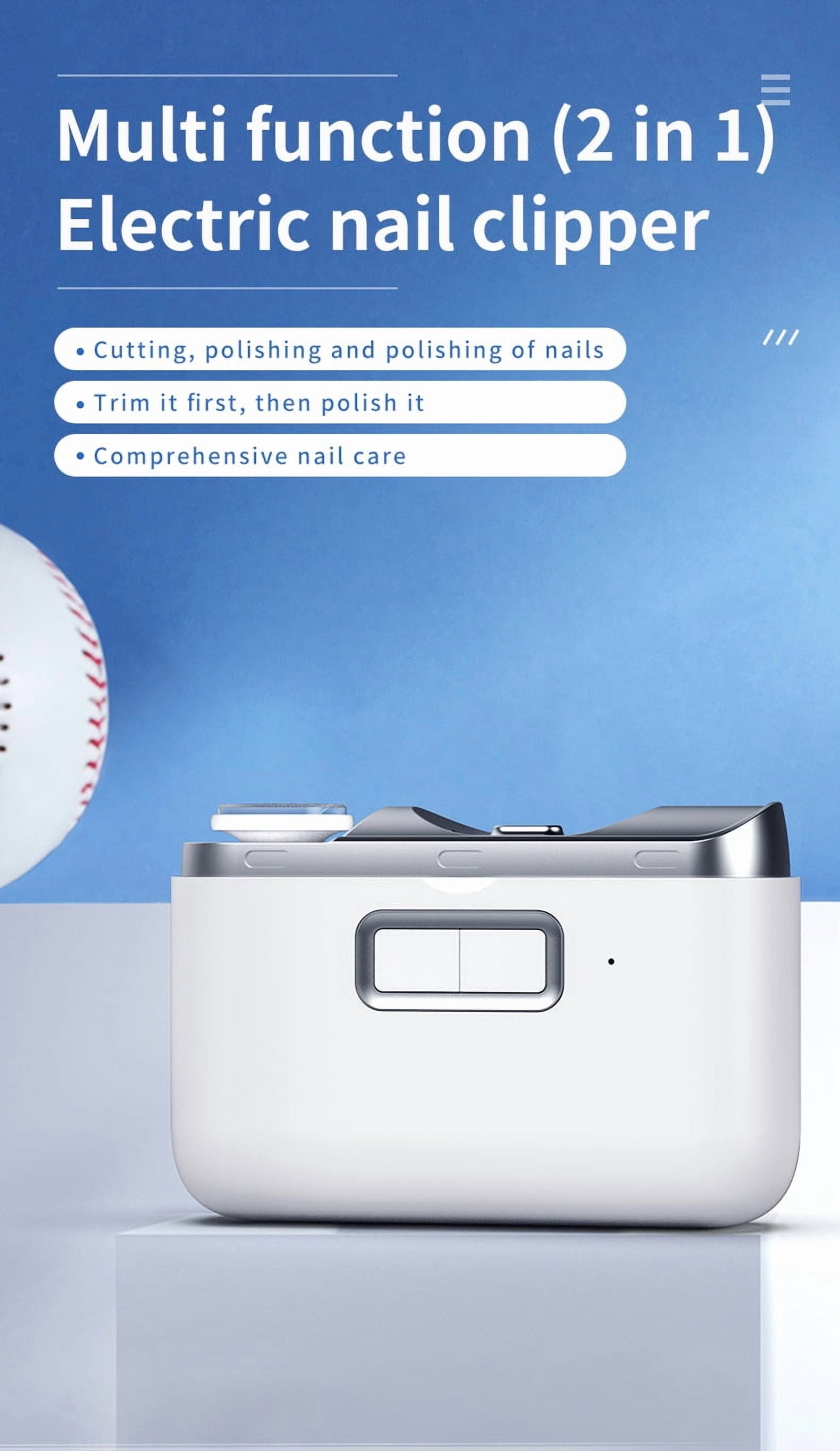 All-in-One Rechargeable Nail Care System, 3-in-1 Automatic Clipper, File & Polisher for the Whole Family, with Mess-Free Nail Collector