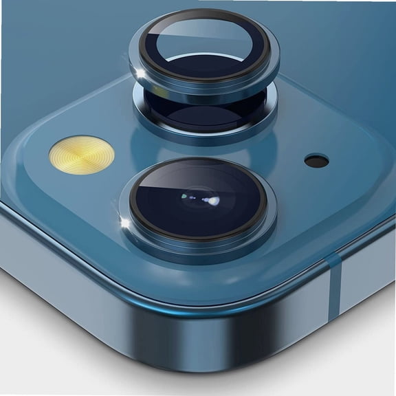 Designed for iPhone 13/13 Mini Camera Lens Protector, Original Lens Design, HD Tempered Glass & Aluminum Alloy Edge Circle Camera Cover Protection, [Anti-Scratch] Blue