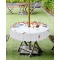 thumbnail image 3 of Blue Orange Fall Outdoor Tablecloth - 52x70 Inch Rectangle Dining Table Cover, Autumn Maple Leaf Thanksgiving Waterproof Outdoor Table Cloth with Umbrella Hole & Zipper for Picnic/Patio, 3 of 5
